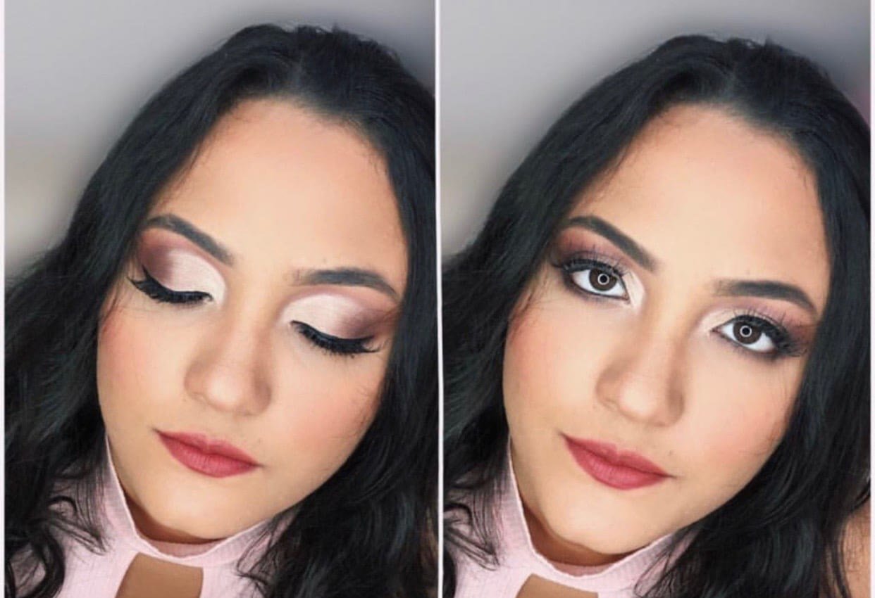 Antes y después de maquillaje social en MakeupMe Studio Barranquilla